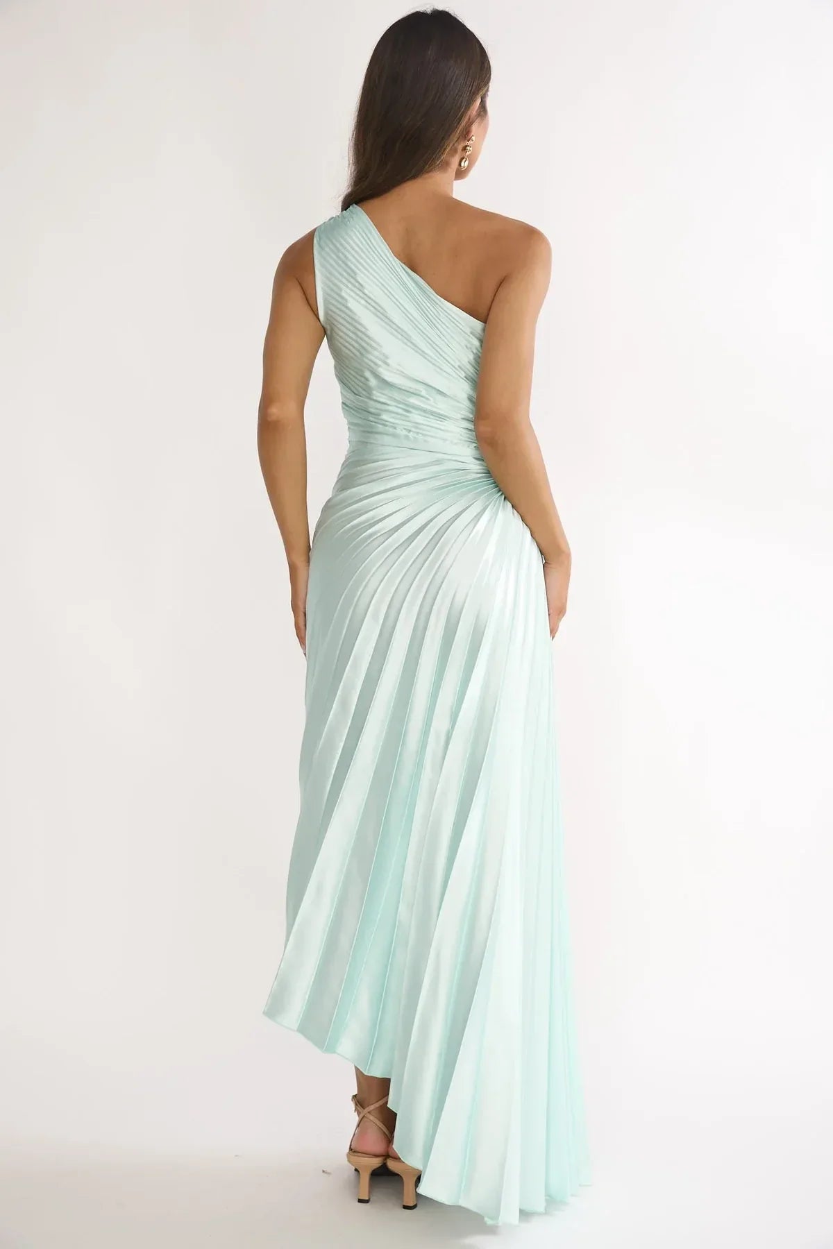 Beth Maxi Dress Mint Floral Pleated Maxi Dress with Cut-Out