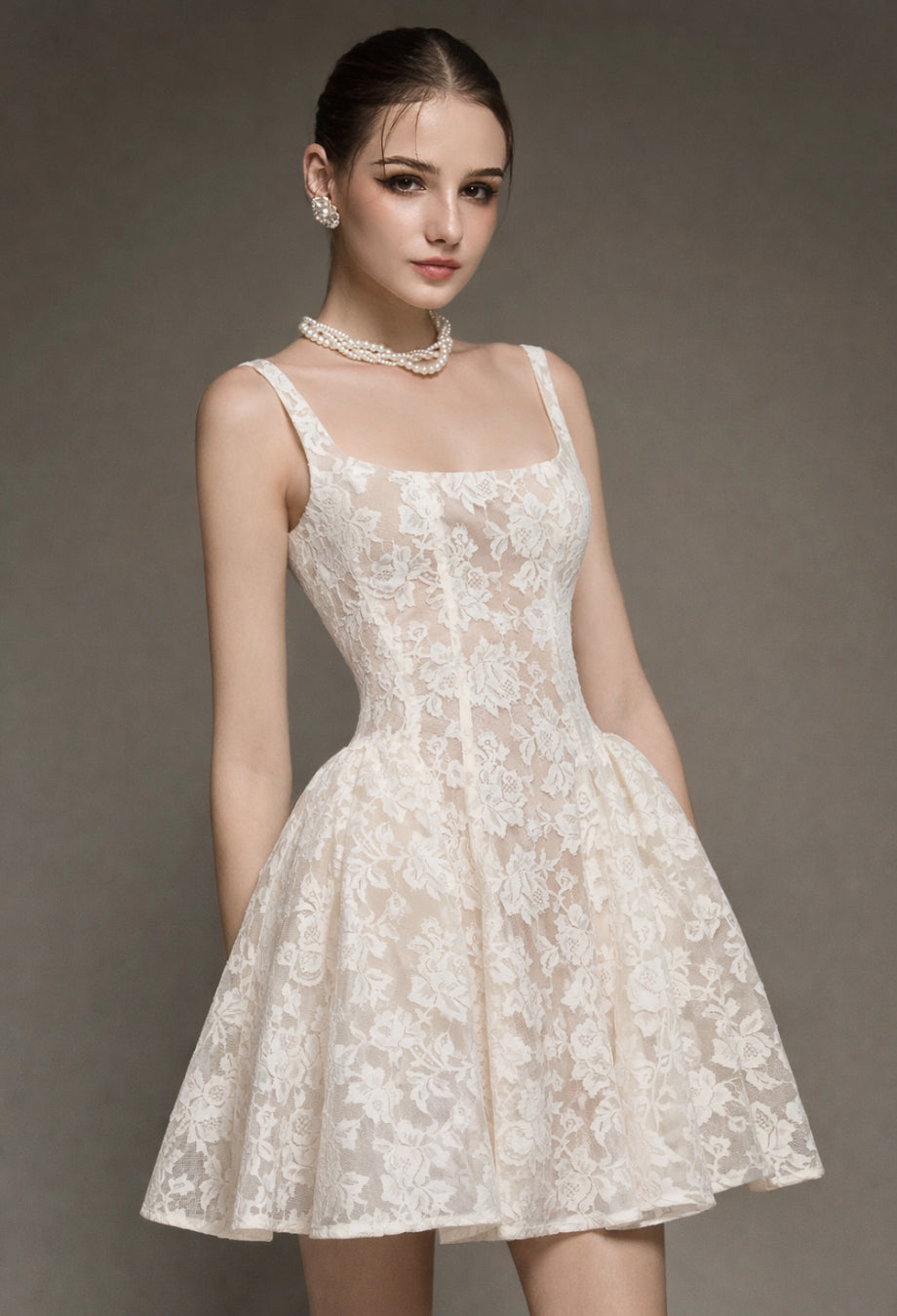 Daisy Lace Mini Dress Ivory