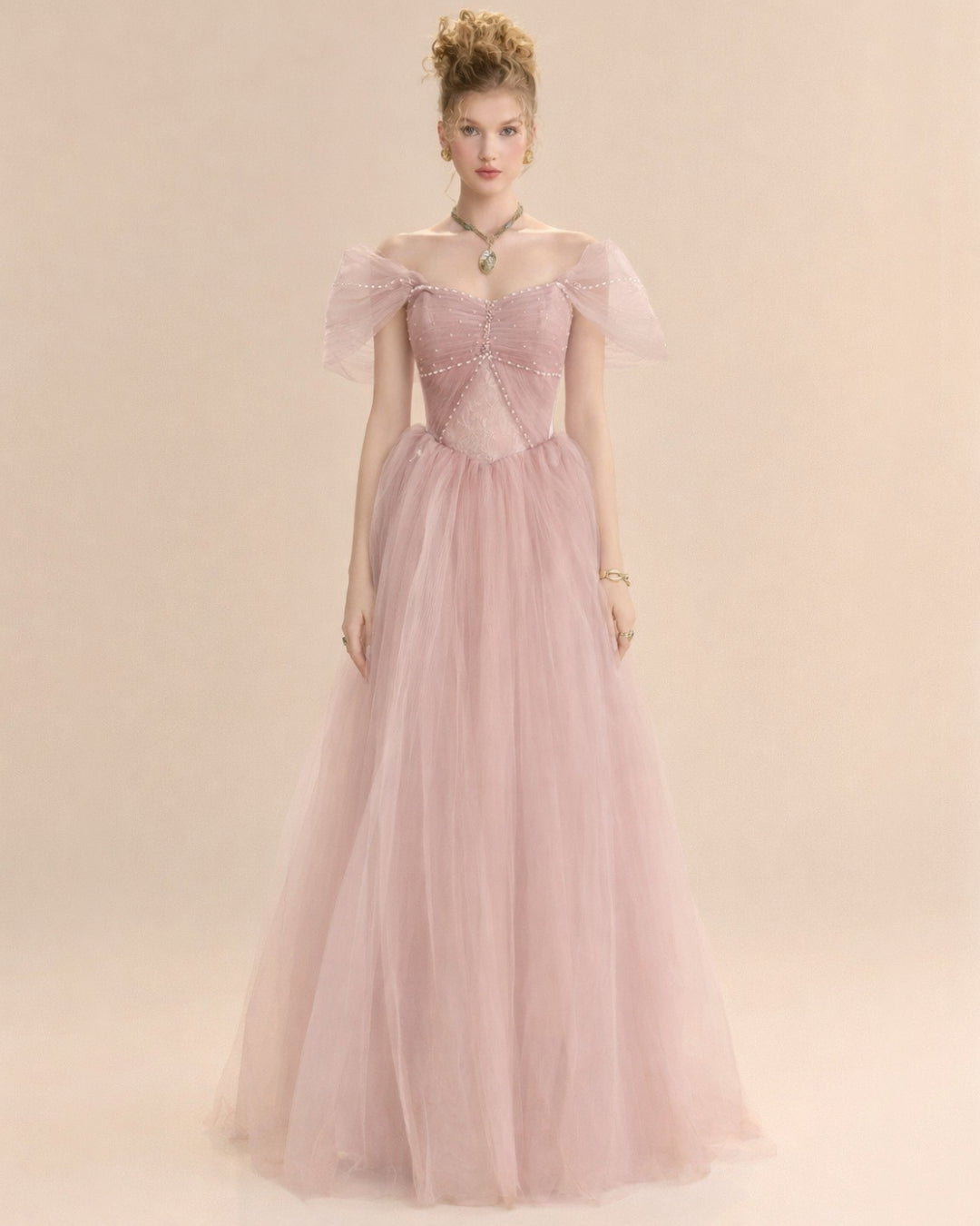 Dallas Mesh Maxi Dress Blush Pink