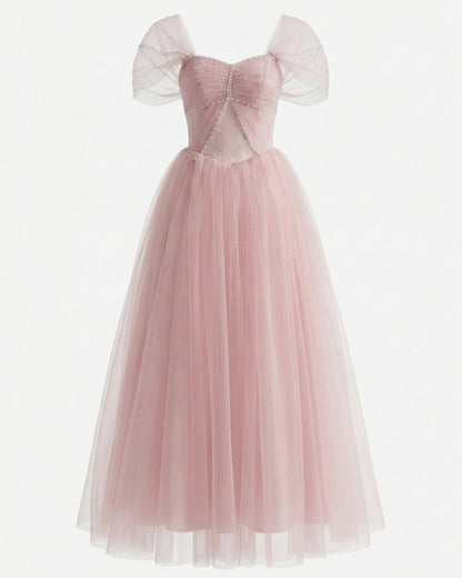 Dallas Mesh Maxi Dress Blush Pink