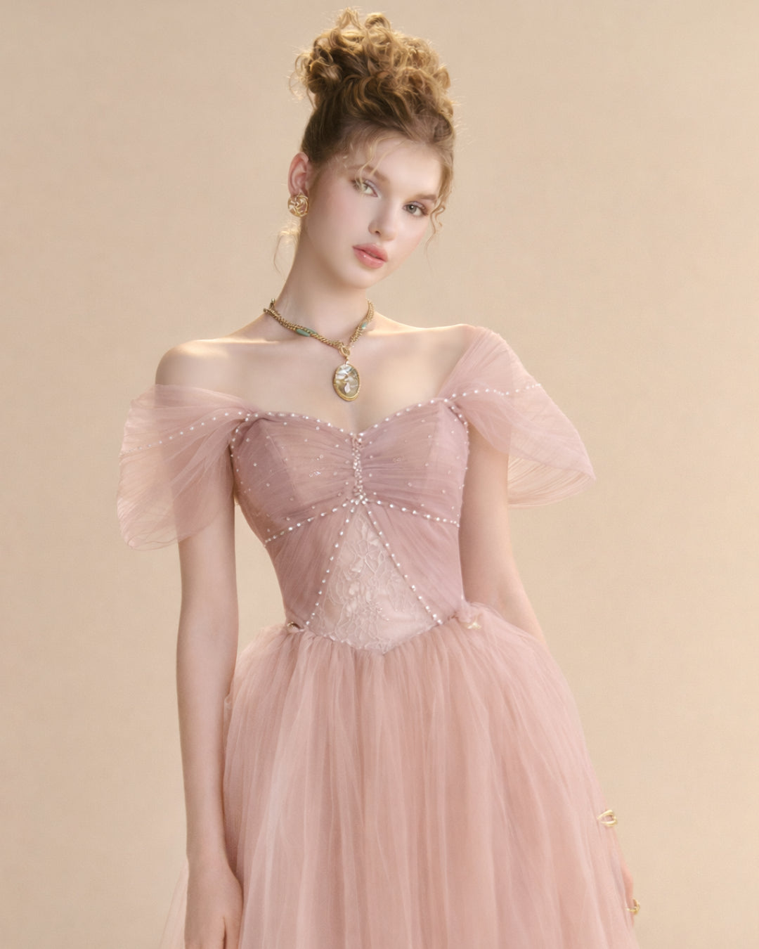 Dallas Mesh Maxi Dress Blush Pink