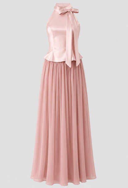 Darcee Pink Choker-Neck Sleeveless Maxi Dress