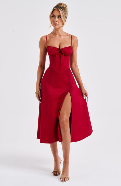 Deanna Midi Dress Red