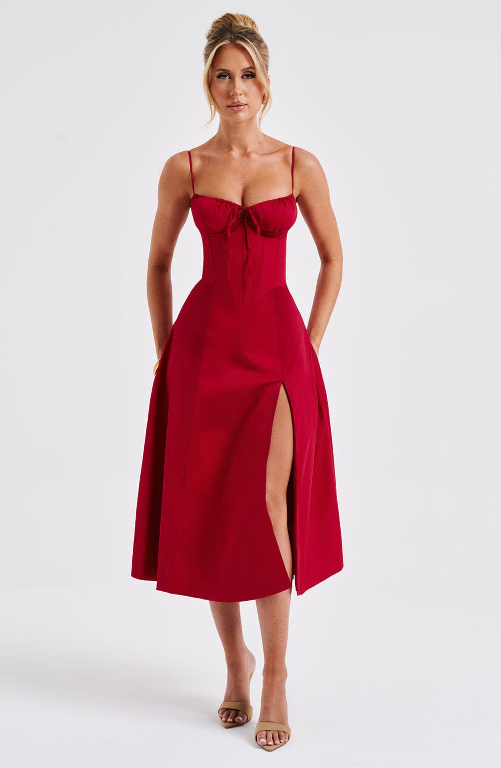 Deanna Midi Dress Red