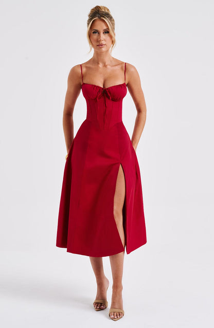 Deanna Midi Dress Red