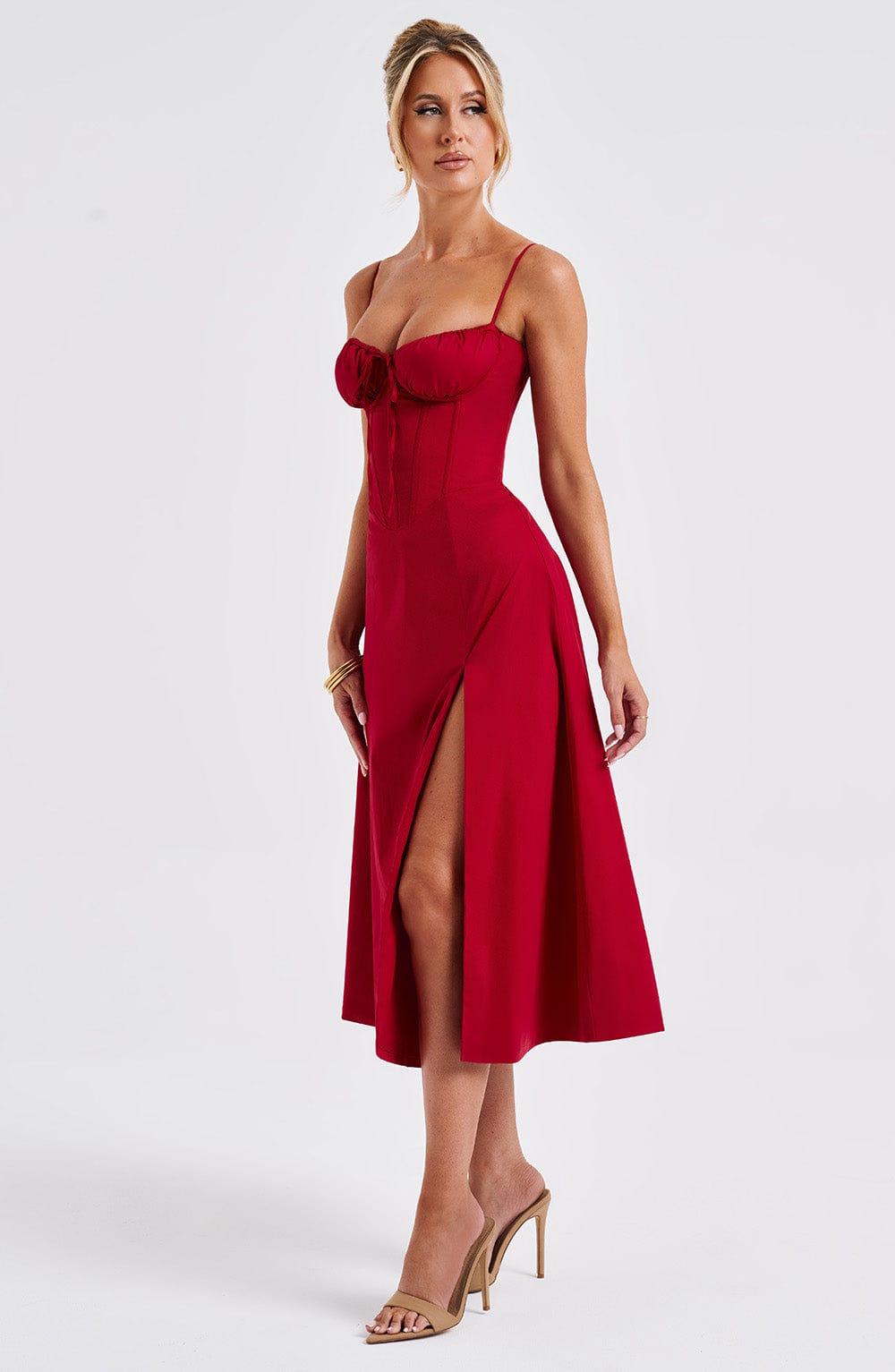 Deanna Midi Dress Red