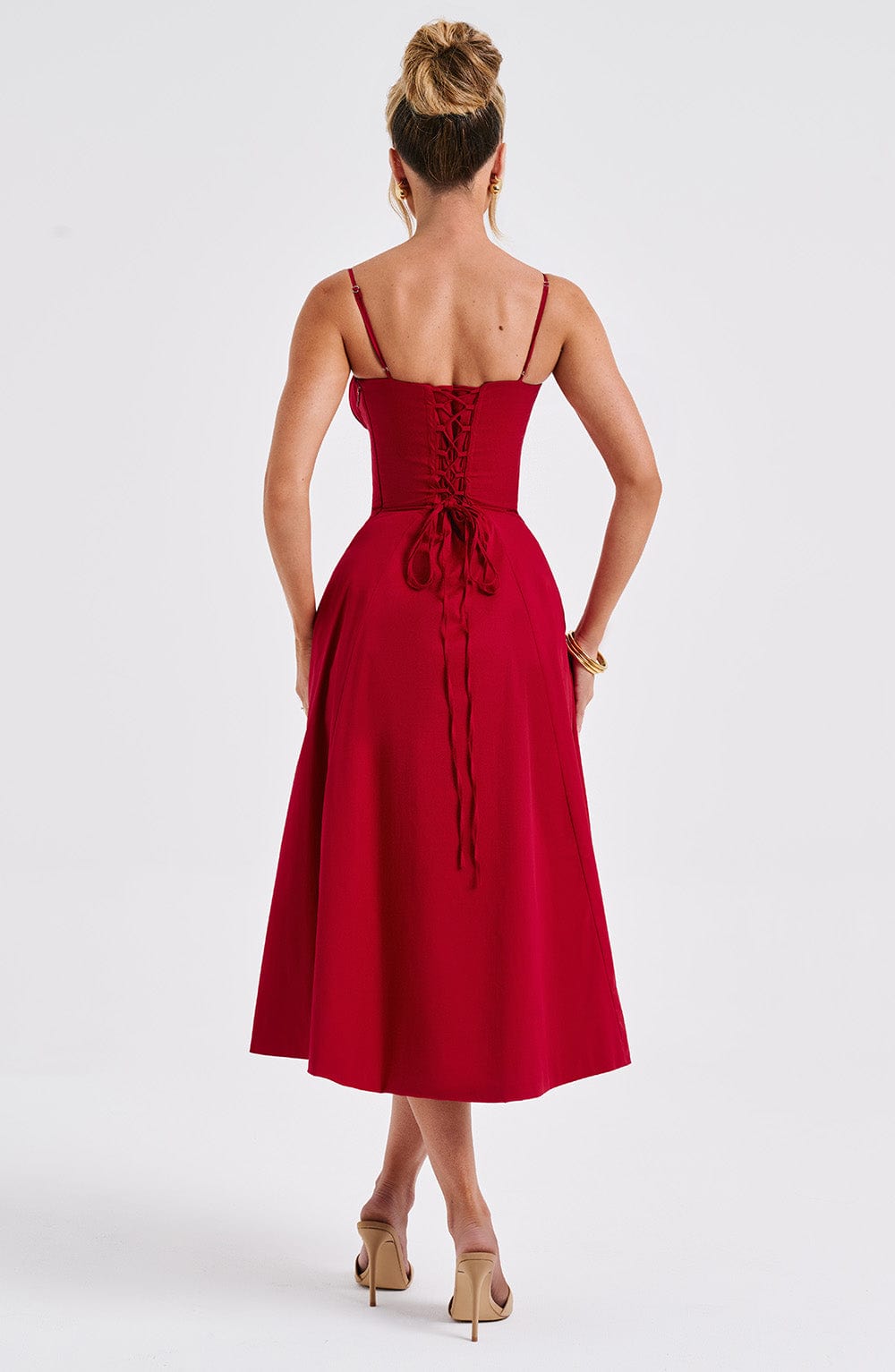 Deanna Midi Dress Red