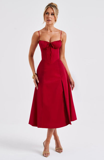Deanna Midi Dress Red