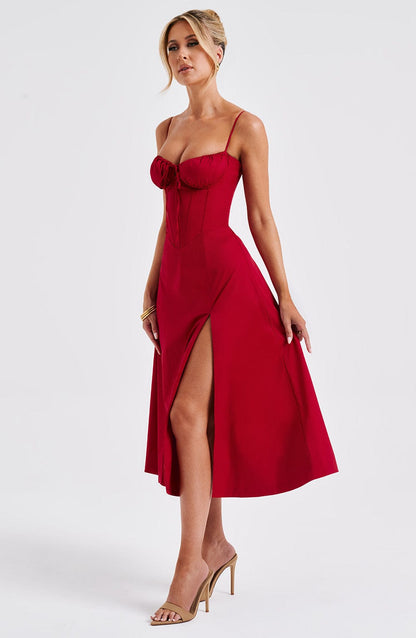 Deanna Midi Dress Red
