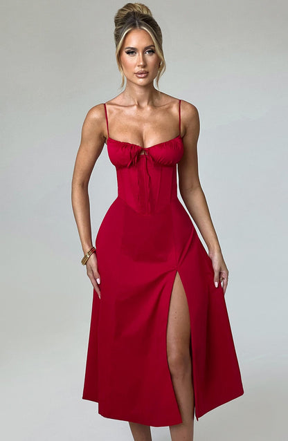 Deanna Midi Dress Red
