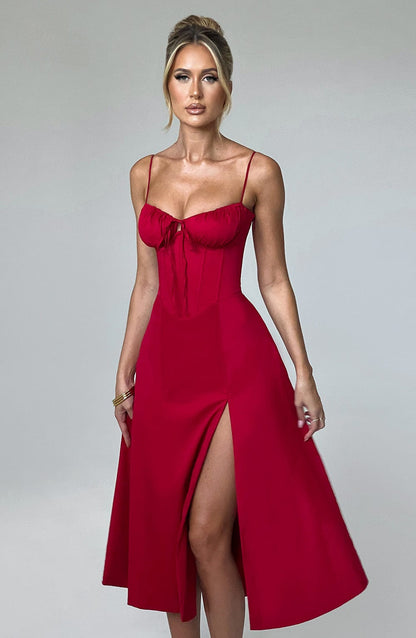 Deanna Midi Dress Red