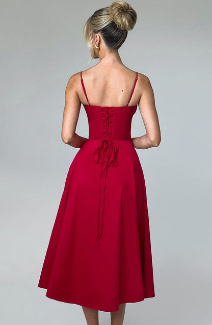 Deanna Midi Dress Red