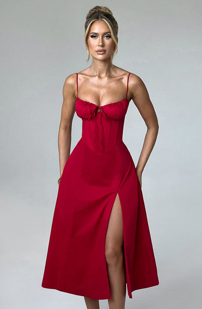 Deanna Midi Dress Red