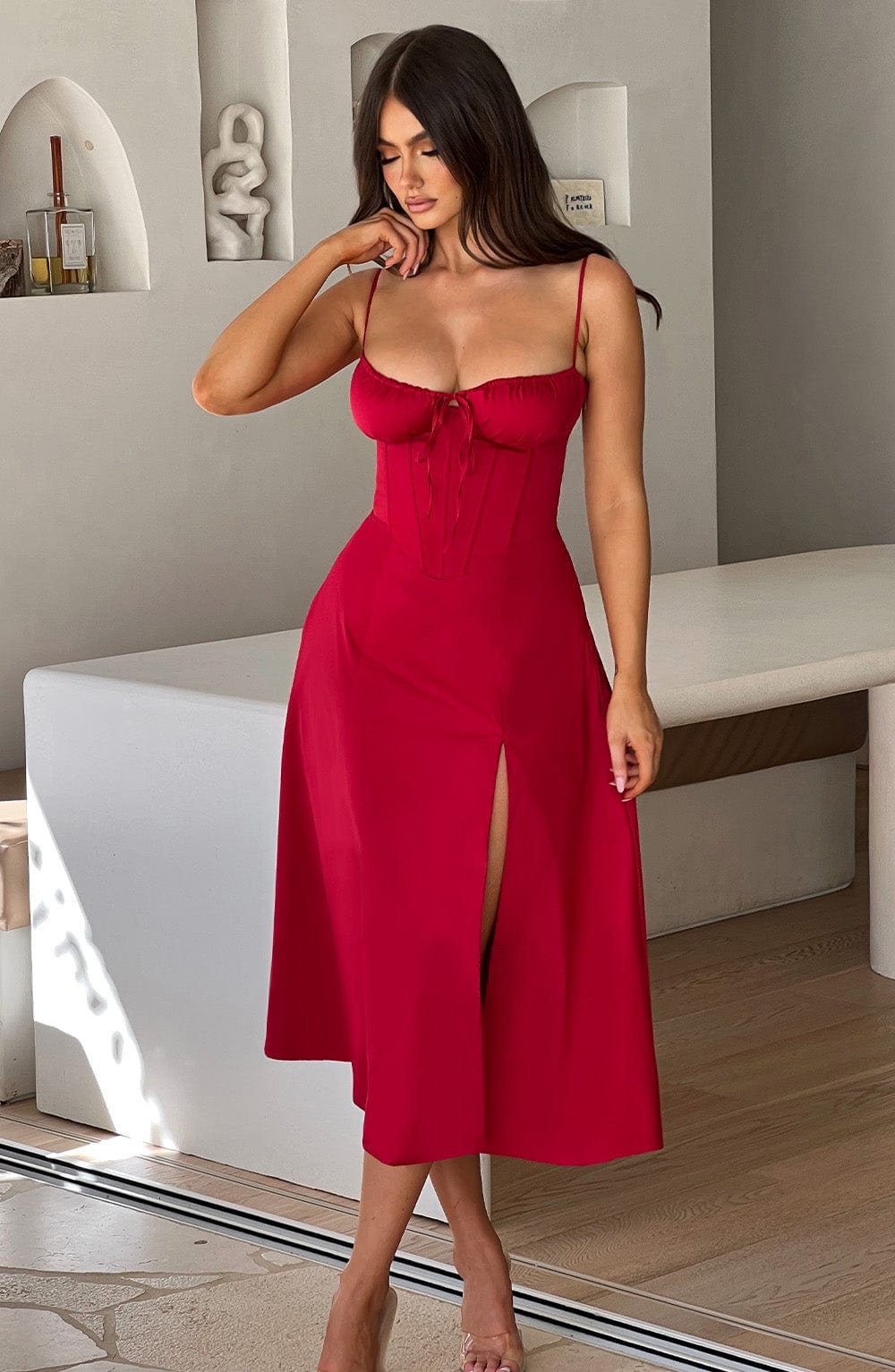 Deanna Midi Dress Red