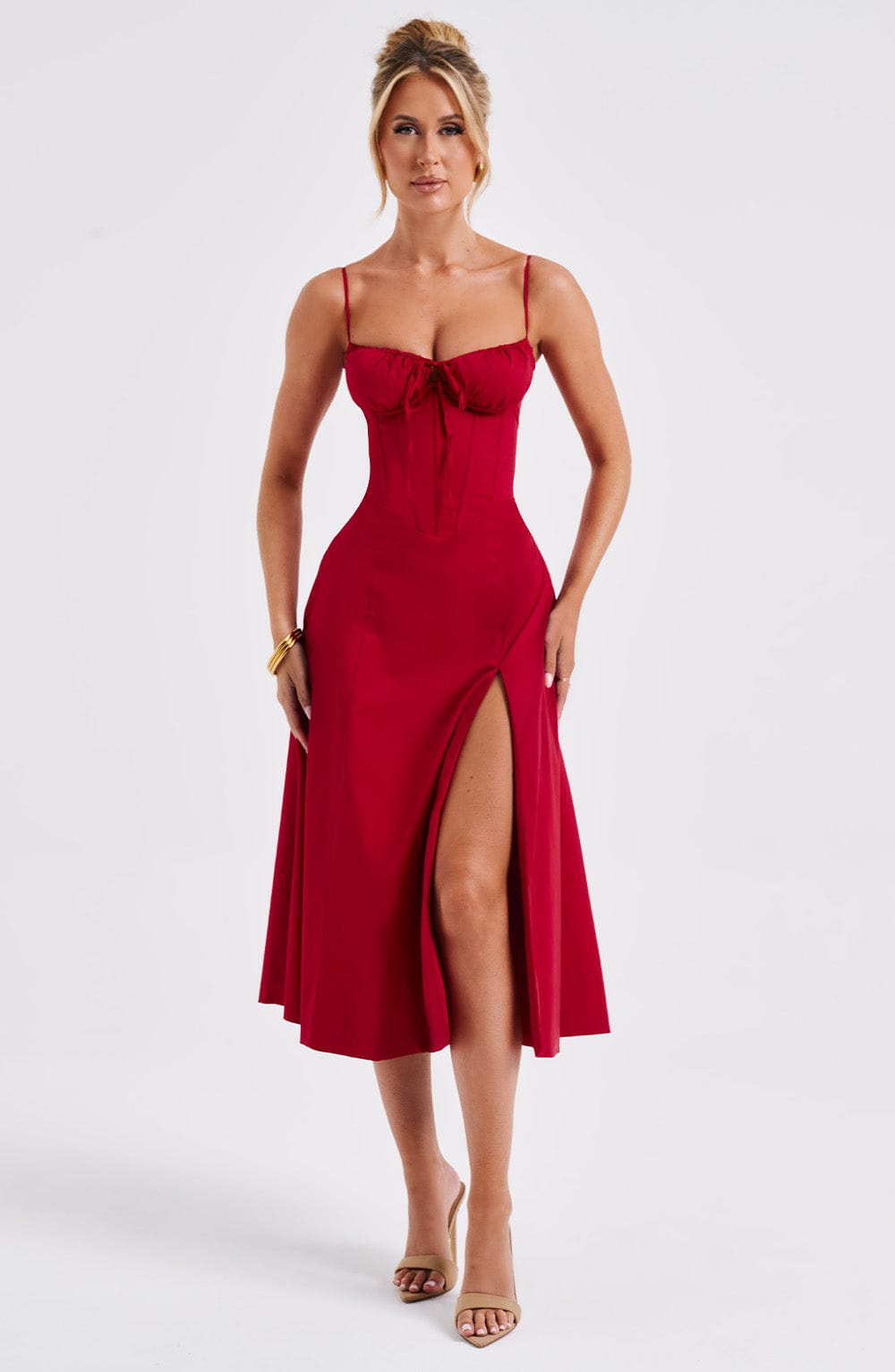 Deanna Midi Dress Red