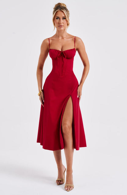 Deanna Midi Dress Red