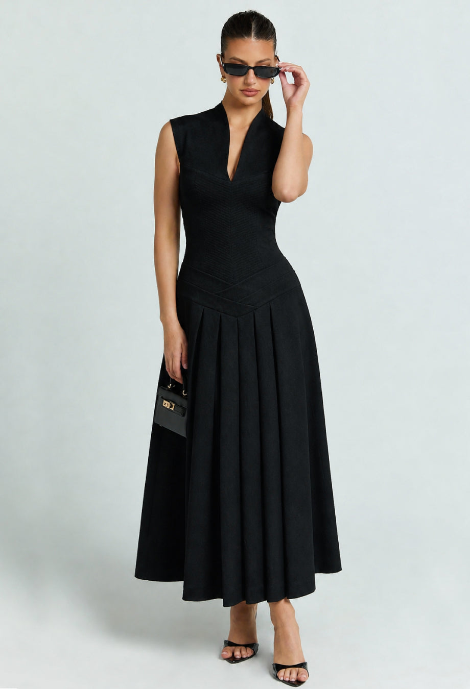 Debutante Backless Midi Dress Black