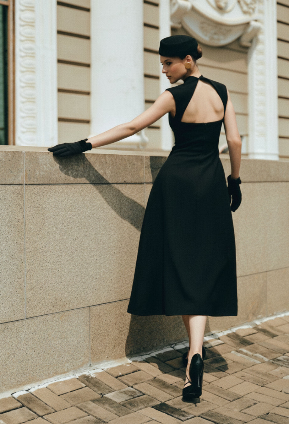 Debutante Backless Midi Dress Black
