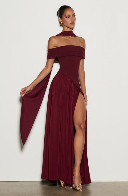 Delilah Maxi Dress Cherry Lacquer