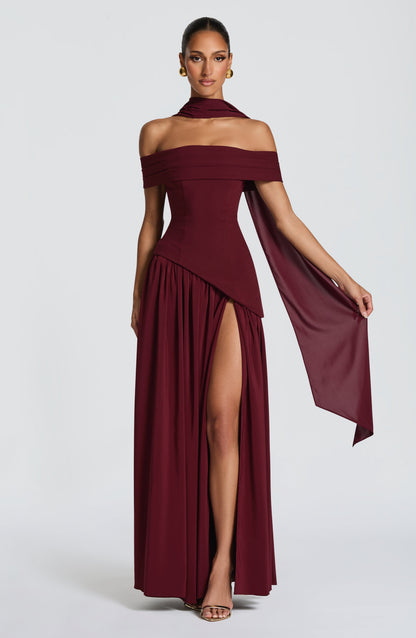 Delilah Maxi Dress Cherry Lacquer