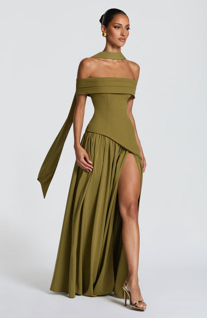 Delilah Maxi Dress Deep Olive