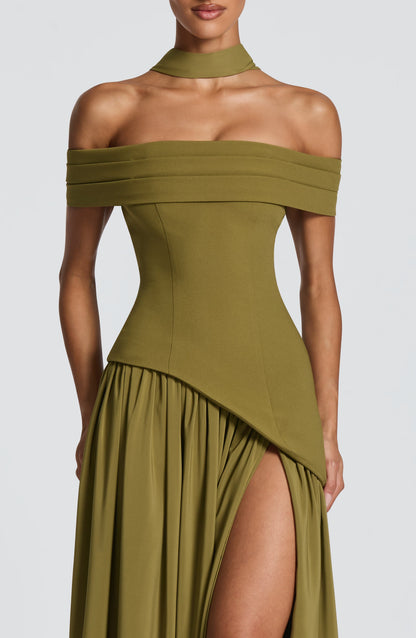 Delilah Maxi Dress Deep Olive