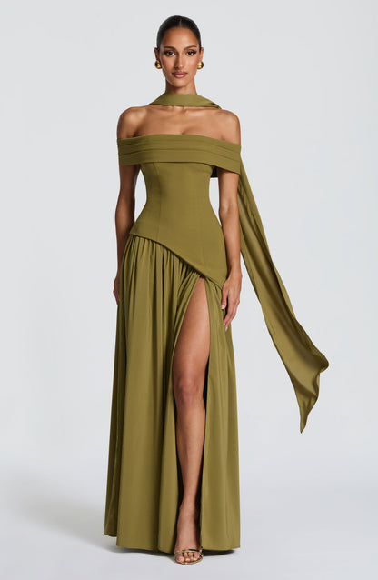 Delilah Maxi Dress Deep Olive