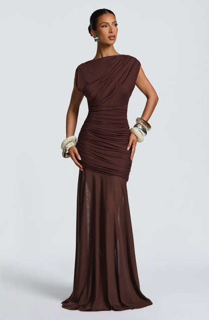 Demelza Maxi Dress Plum Brown