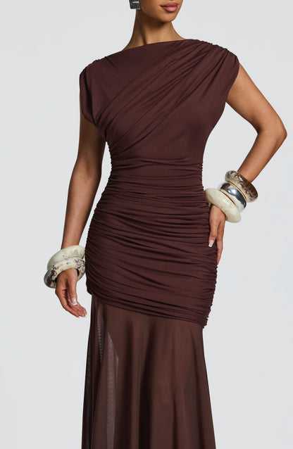 Demelza Maxi Dress Plum Brown