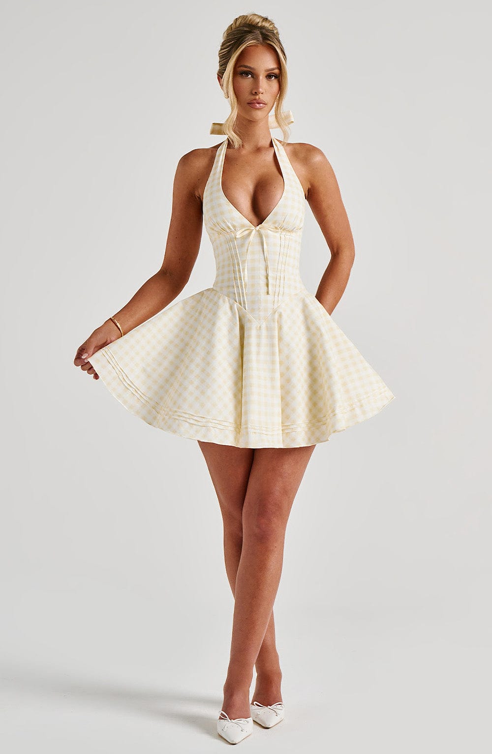 Doris Mini Dress Lemon Gingham