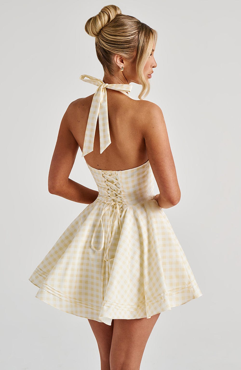 Doris Mini Dress Lemon Gingham