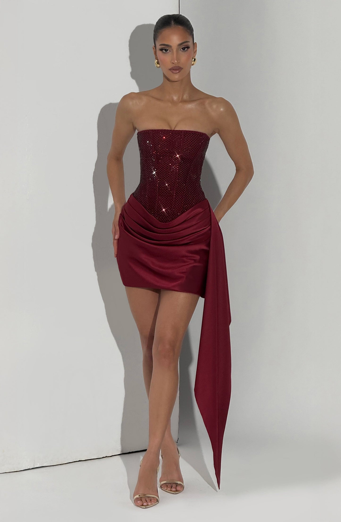 Ebony Mini Dress Burgundy