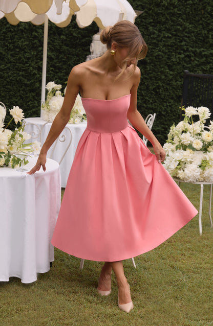 Edith Midi Dress Coral Pink