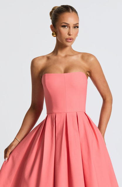 Edith Midi Dress Coral Pink