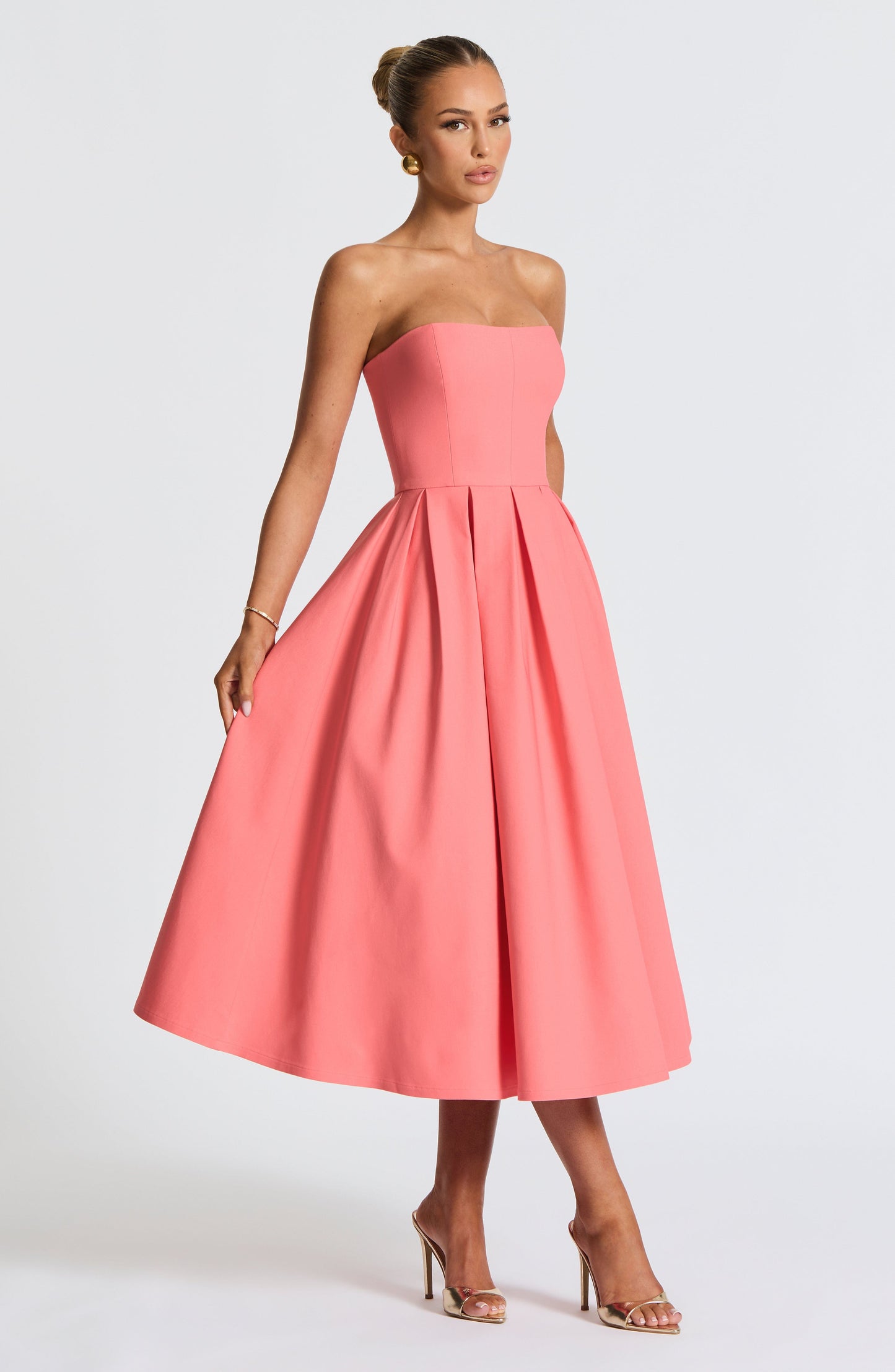Edith Midi Dress Coral Pink
