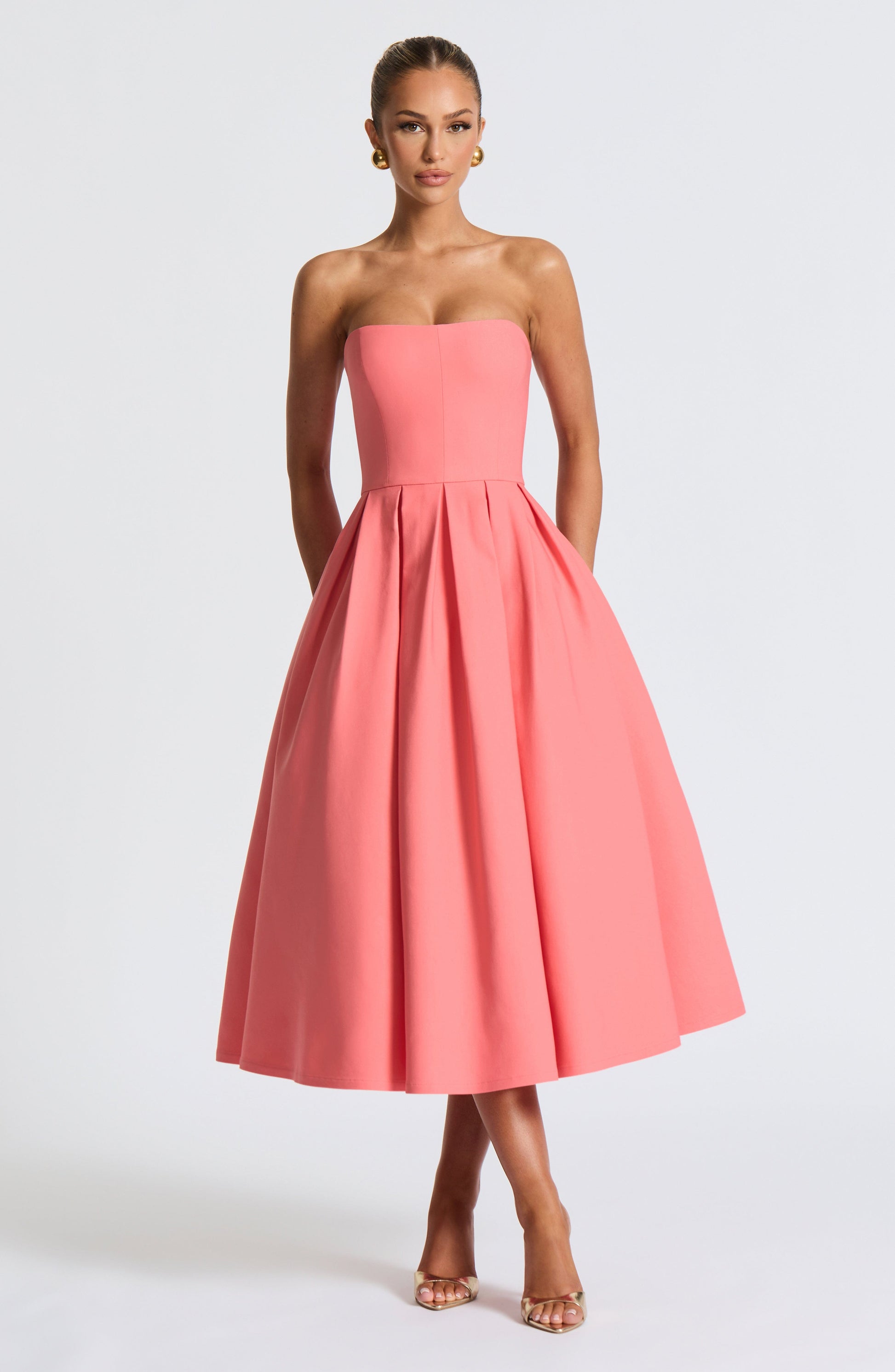 Edith Midi Dress Coral Pink