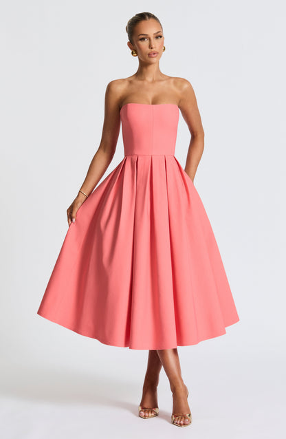 Edith Midi Dress Coral Pink