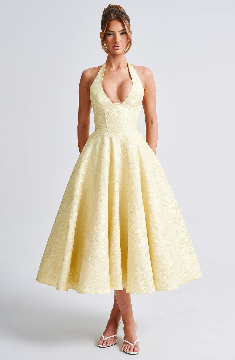 Effie Midi Dress Lemon