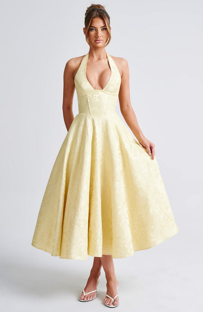 Effie Midi Dress Lemon