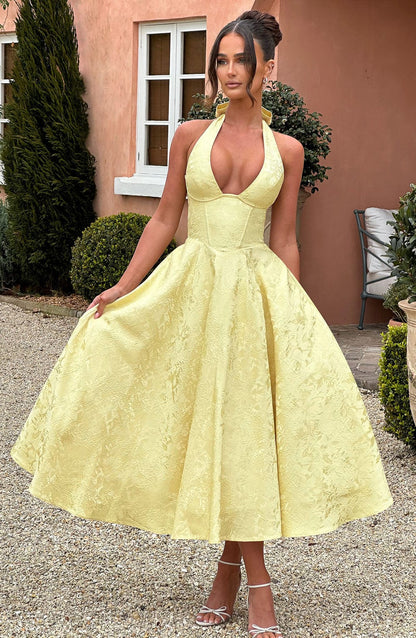 Effie Midi Dress Lemon
