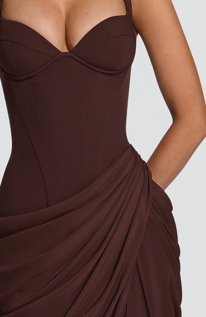 Elara Maxi Dress Plum Brown