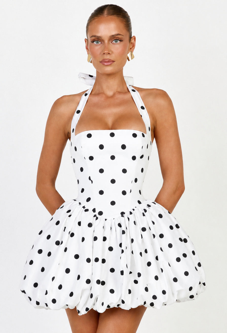 Eloise Polka Dot Mini Dress White