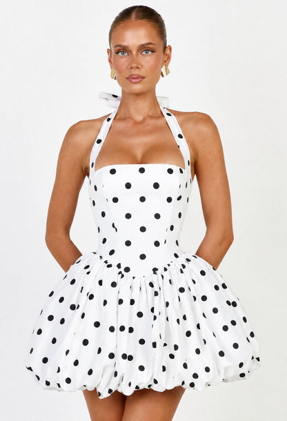 Eloise Polka Dot Mini Dress White