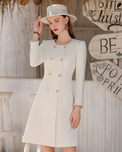 Elowen Long Sleeve Midi Dress Ivory
