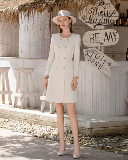 Elowen Long Sleeve Midi Dress Ivory