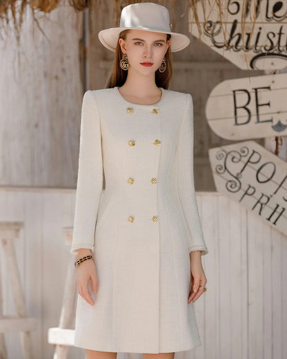 Elowen Long Sleeve Midi Dress Ivory