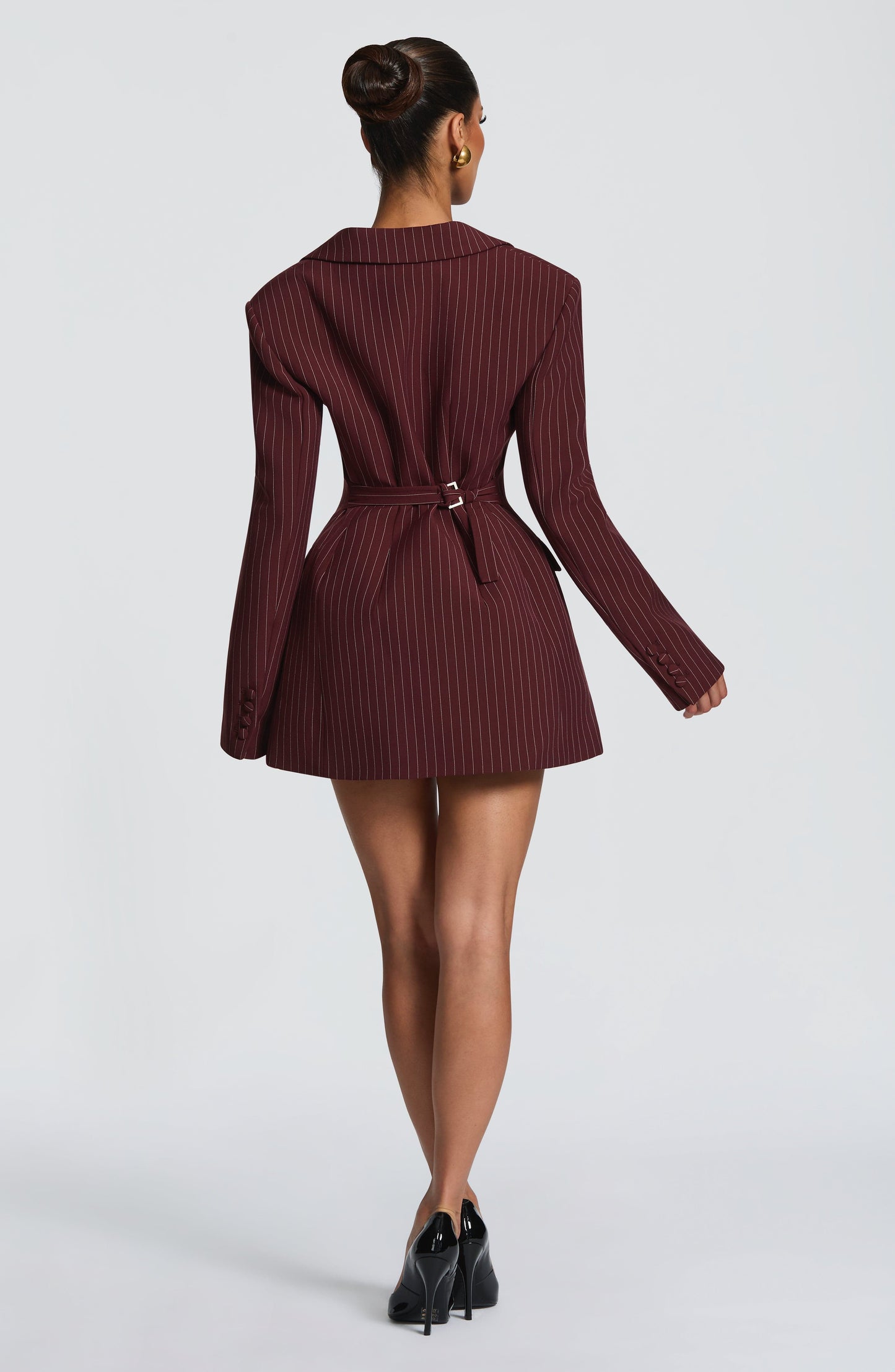 Elvira Mini Dress Burgundy Pinstripe