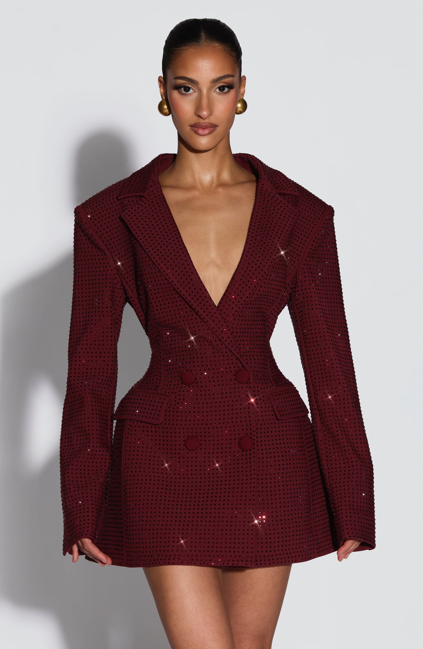 Elvira Mini Dress Burgundy Sparkle