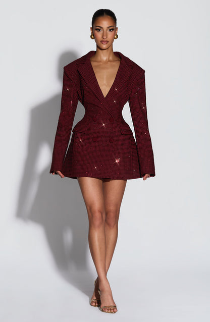 Elvira Mini Dress Burgundy Sparkle