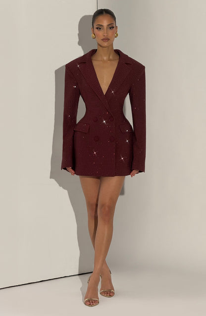 Elvira Mini Dress Burgundy Sparkle